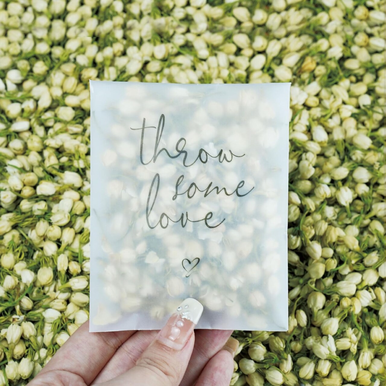 50 Pack Prefilled Confetti Packets | Biodegradable Confetti, Dried Flower Petals | Real Flower Petals to Throw at Wedding, Confetti Bags, Glassine Bags Rose Petals Wedding Send Off Ideas